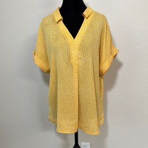 Yellow Polka Dot Women's Top Lrg